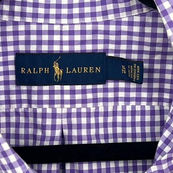 Ralph Lauren Collared Long Sleeve Button-Down Plaid Purple & White Shirt Size XL - Picture 2 of 5